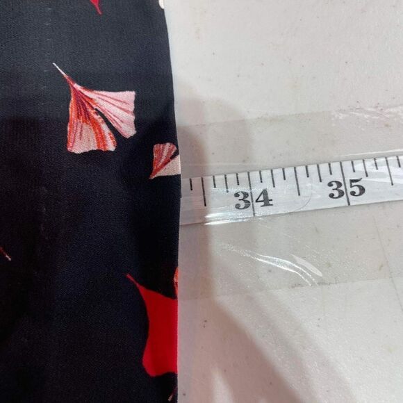 Banana Republic Floral Print Flutter Sleeve Shift Dress Black Red Size 0 XS - Picture 8 of 13